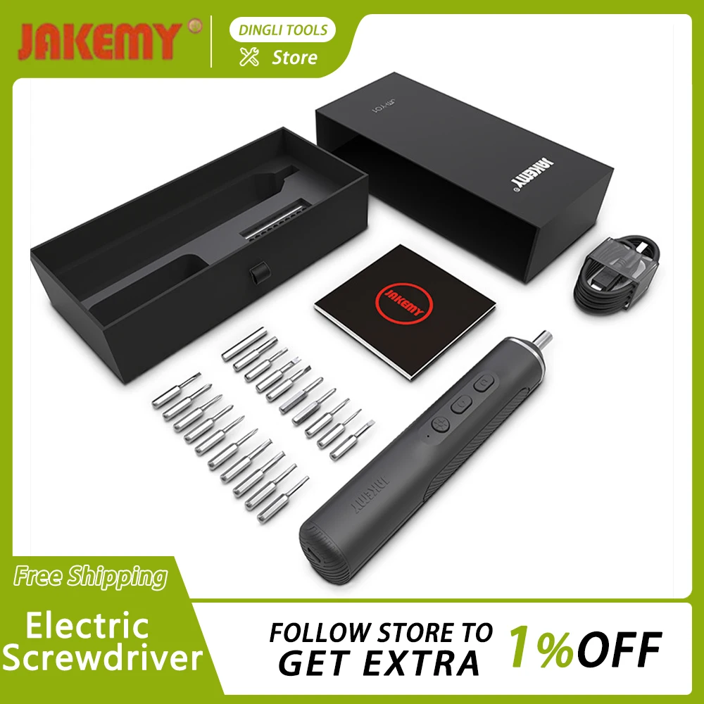 

Jakemy JM-Y01 3.7V Electrical Screwdriver Set 21 Pcs Bits Smart Cordless Electric Screwdrivers 500mAh Rechargable Power Tools