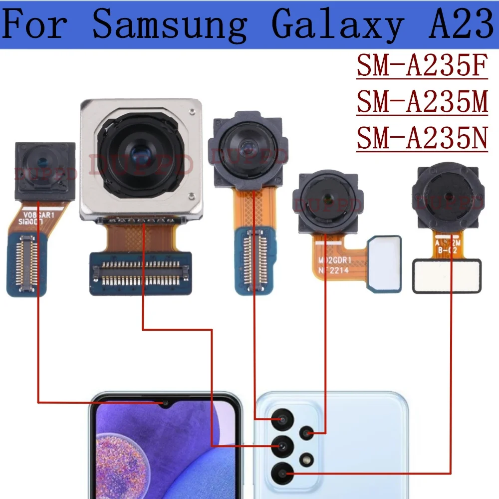 Front Rear Camera For Samsung Galaxy A23 4G A235F A235M A235N Back Wide Macro Depth Main Camera Module Flex Cable