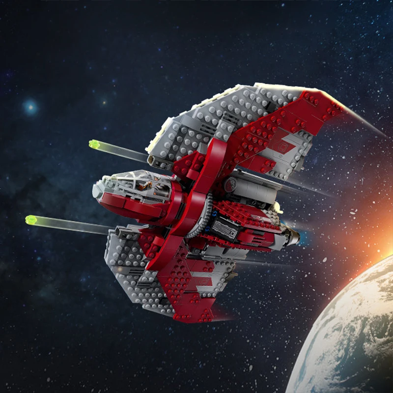 

599PCS Moc T-6 Spaceship Model Compatible 75362 Building Blocks Creative Assembly Bricks Toy Kid Gift Furniture ornaments