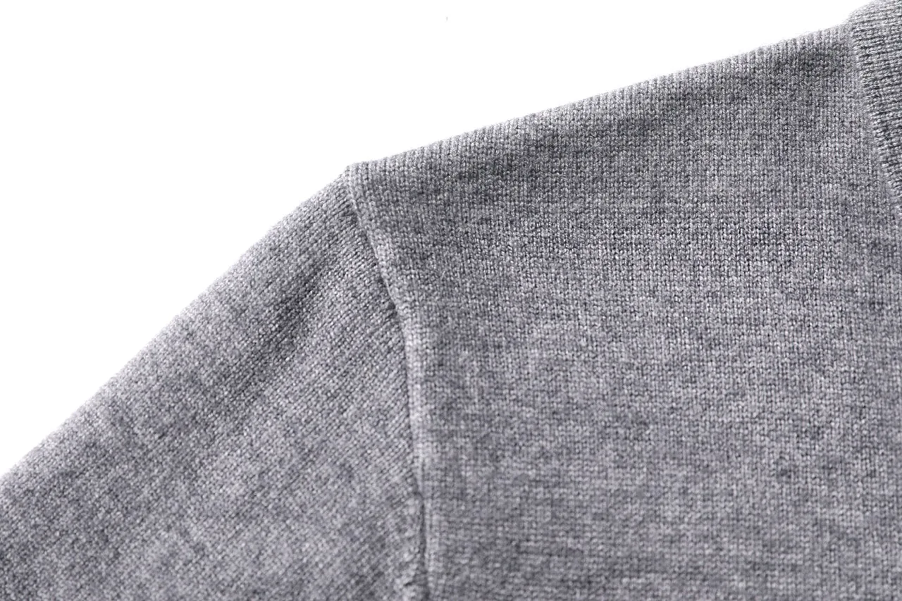 Herren Wollmischung Polo-Pullover Schwergewichtiger Warmer Strickpullover Anti-Pilling Weicher Griff Langarm-Pullover Herbst Winter – Detail 4