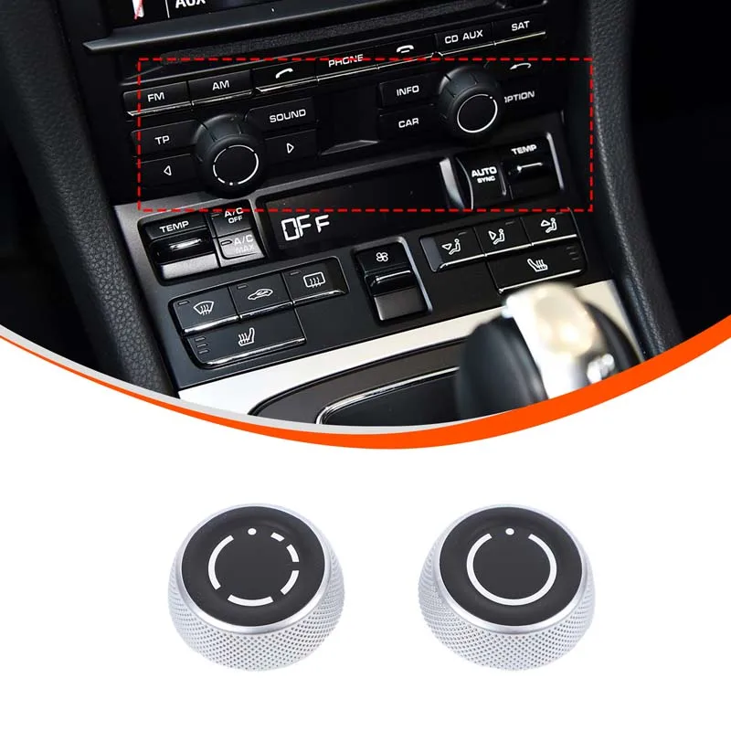 x2 Audio Volume Radio Knob Cover CD Multi-Media Control Switch Button For Porsche Cayenne Panamera Macan 718 911 Boxster Cayman - view 3