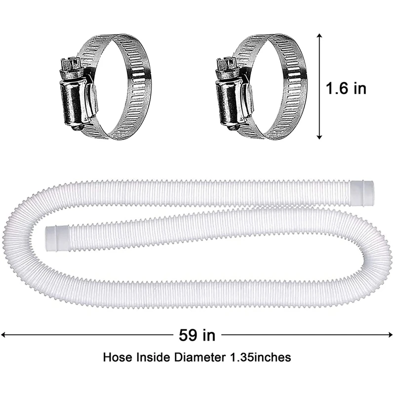 4 Pack Swimming Pool Replacement Hoses,1.25In Diameter Pool Filter Replacement Hoses For Above Ground Pools