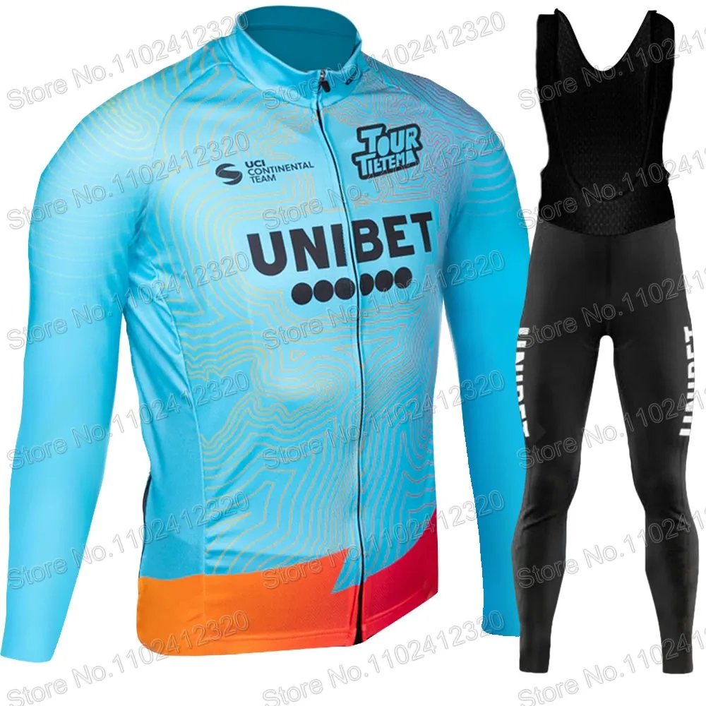 2023 TDT-Unibet Team Cycling Jersey Set Long Sleeve Winter Netherlands Clothing Suit Mens Long Sleeve MTB Bike Road Pants Bib