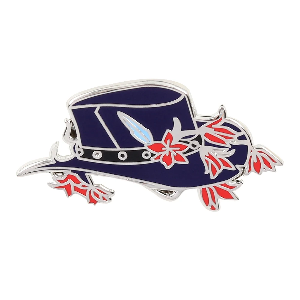 Western Cowboy Hut Blumen Reversnadel Rote Wildblume Blaue Trucker Hut Abzeichen Mode Exquisiter Schmuck Lustige Dekoration – Detail 1