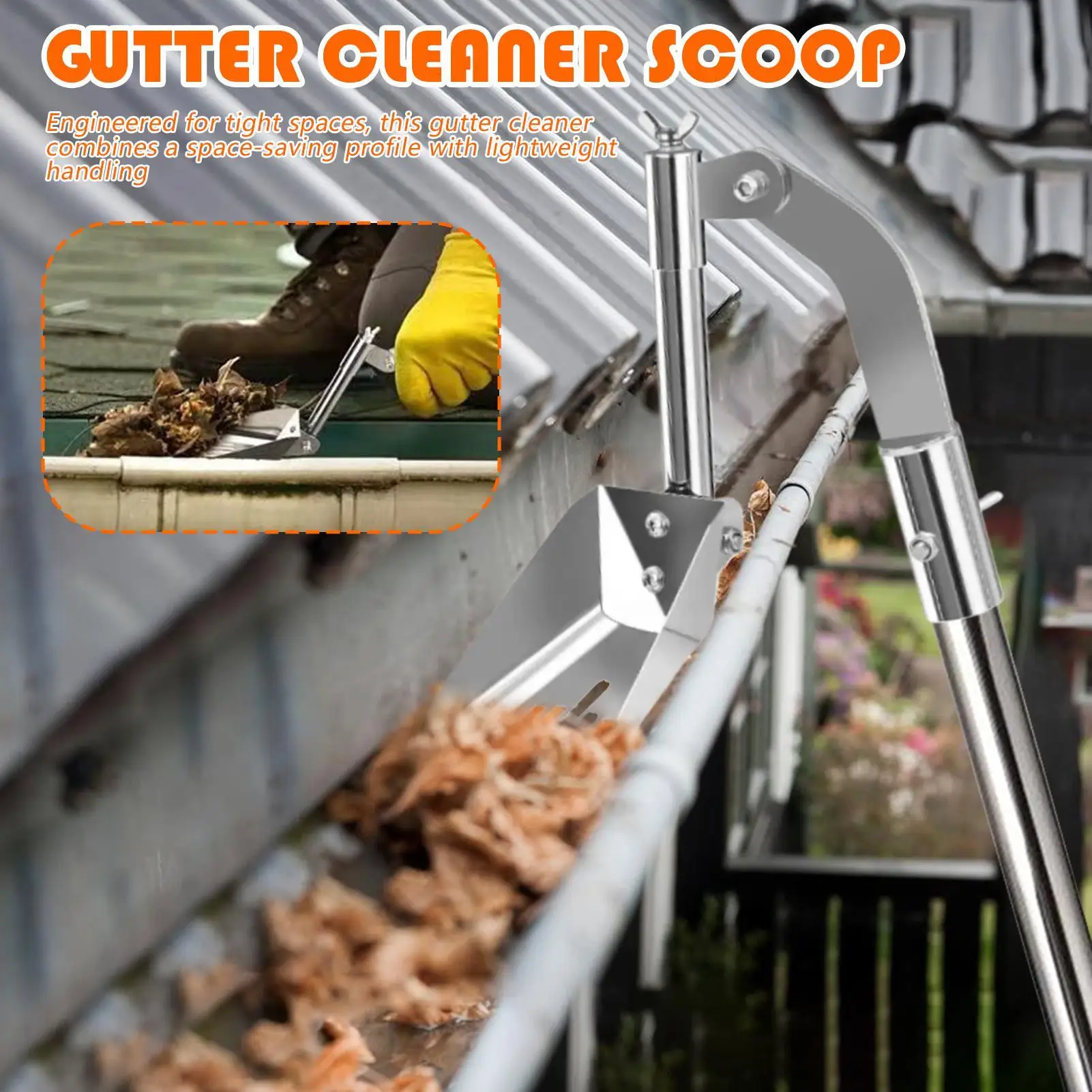 Gutter Cleaner Tool Gutter Cleaning Tools From The Ground Rustproof Stainless Steel Drainage Maintenance Cleaner Attachment For