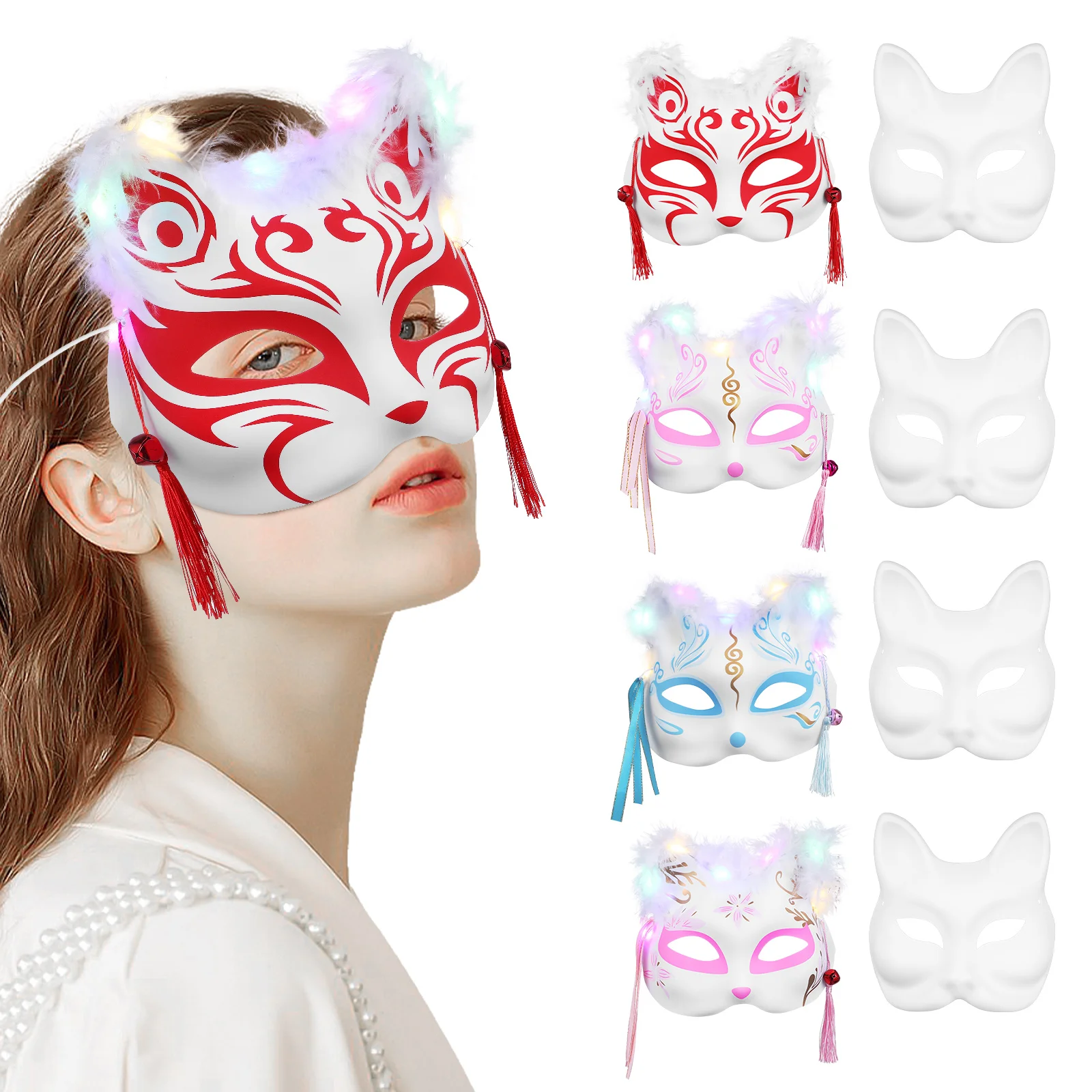 

1 Set Diy Fox Masks Blank Masks Masquerade Masks Cosplay Party Masks Costume Accessories Diy Masks Hand Painted Masks