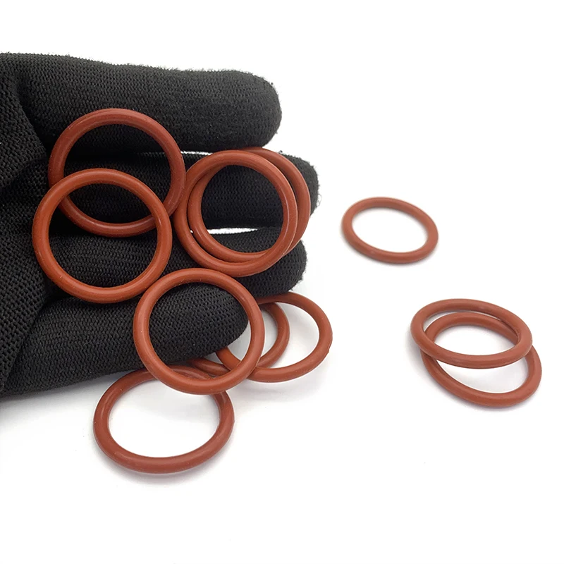 VMQ Food Grade Silicone Rode O-ring CS 1mm OD 4mm ~ 40mm Siliconen O-ring Pakking Rubber Hoge elastische ringafdichting O-type Pakking