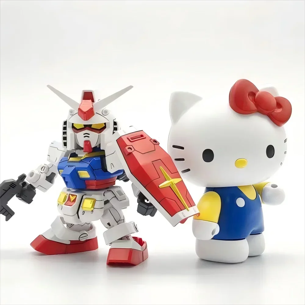 Kawaii Anime Leuke Hellen Kitty RX-78-2SD Gemonteerd Modellen Anime Figuren Collectible Ornamenten PVC Mecha Kit Kinderen Speelgoed Geschenken