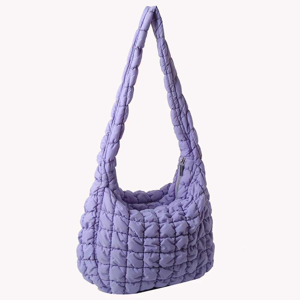 Lattice Pattern Ladies Tote Bags Large Capacity Shopping Bag Casual Fashion Simple Nylon Quilted Elegant for Weekend Vacation