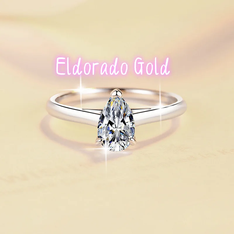 

Eldorado Gold Eldorado Gold Women's Teardrop Pear-Shaped Ring PT950 Platinum Moissanite 5Ct - Women's exclusive, unique dual-sh