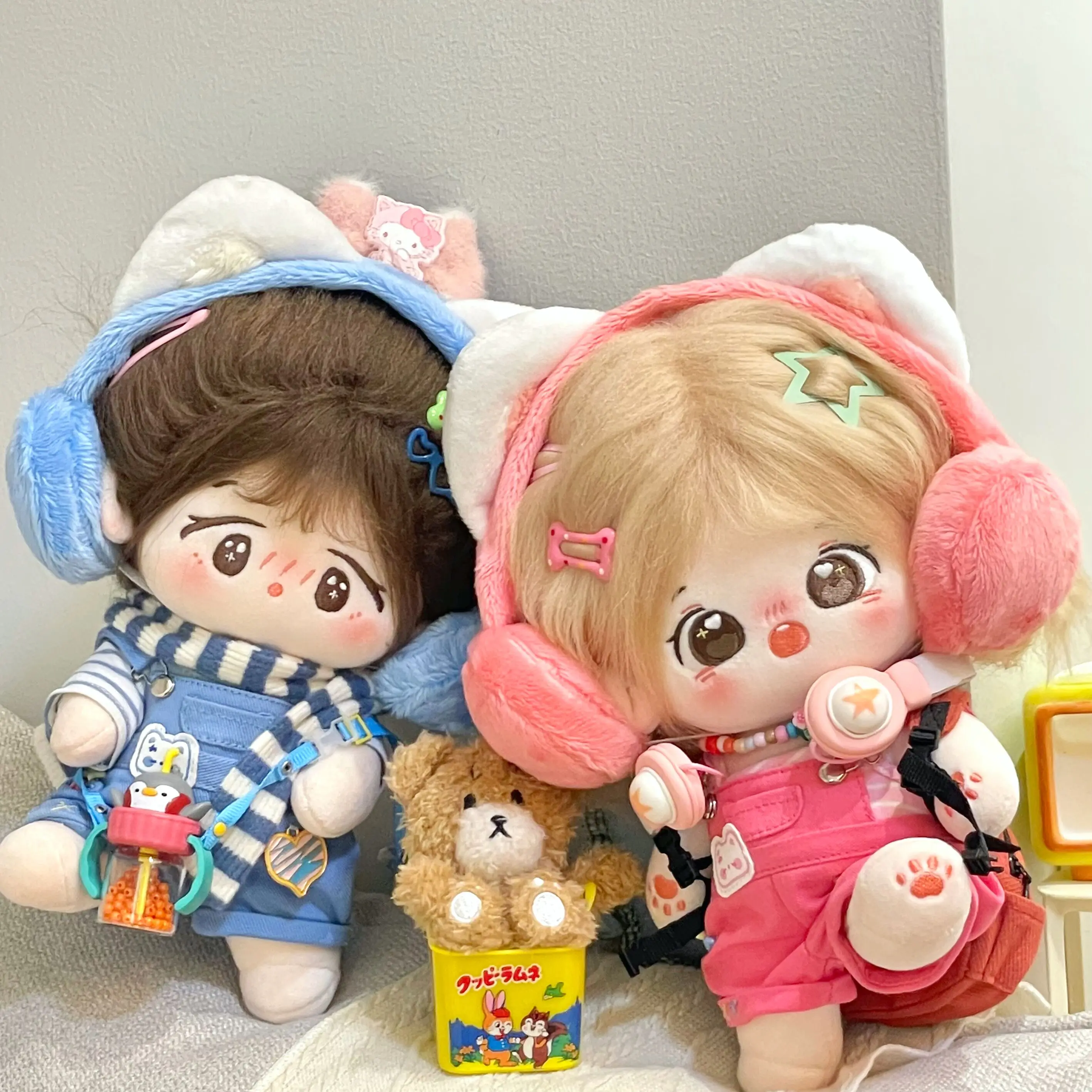 20cm Dopamine Series Rainbow Jump Candy Sweet Music Girl Overalls Suit 20cm Plush Cotton Doll Change Clothes Outfits Gift