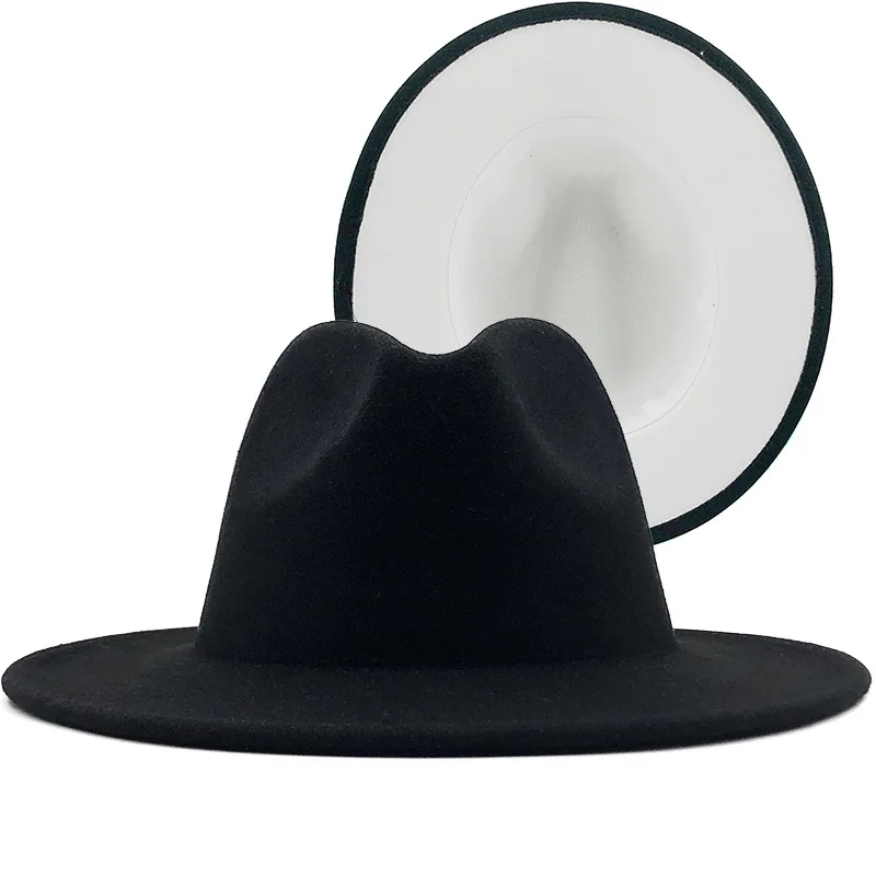 Unisex Two Tone Wide Brim Fedora Hats Women Vintage Western  display picture 3