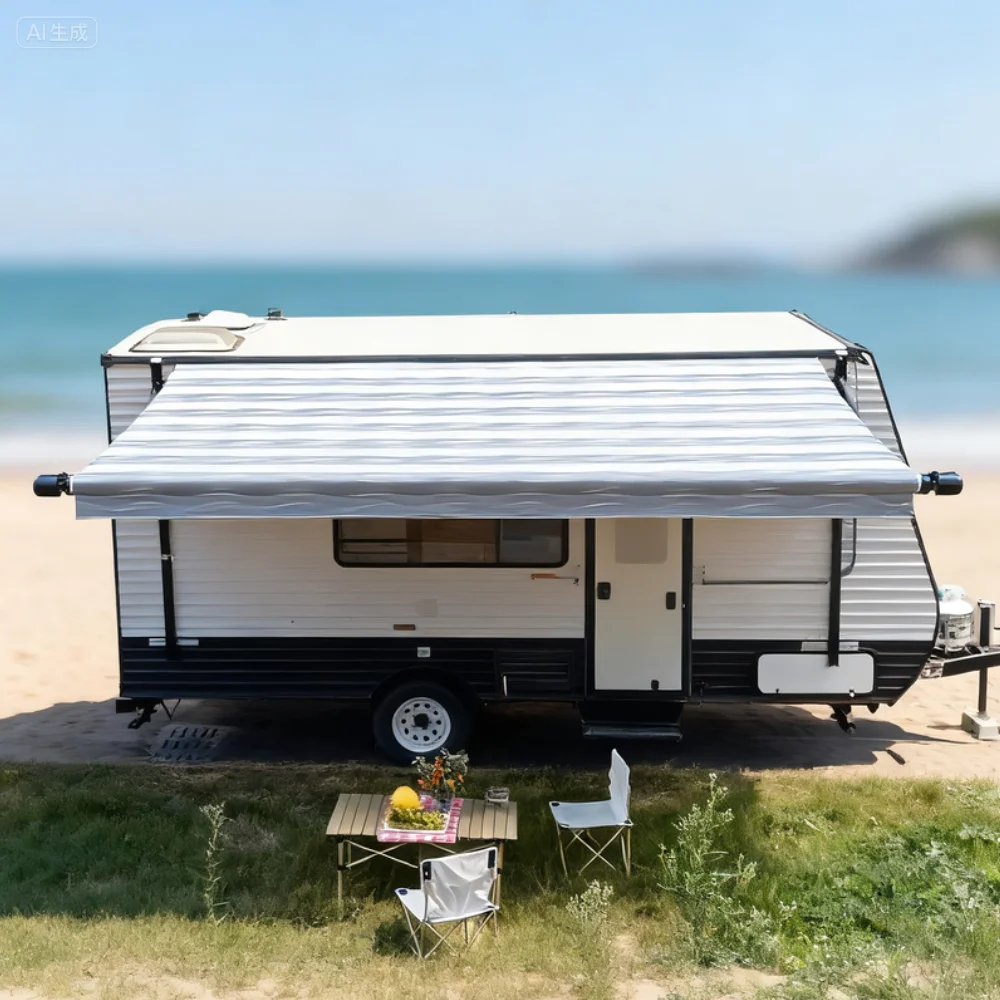 

Heavy Duty B2E Electric Caravan Trailer RV Side Roll Out Awning Camper RV Exterior Accessories