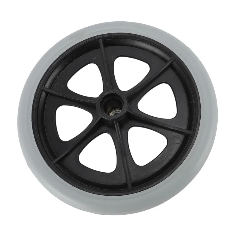 

2 PCS Wheelchair Wheels Replacement 8 Inch PU Solid Metal Bead Bearing Electric Wheelchair Wheels Gray