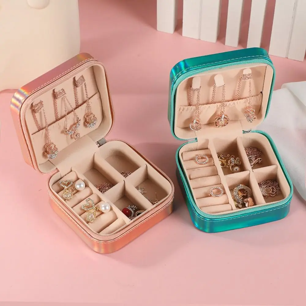 

PU Leather Jewelry Packing Bag Large Capacity Laser Earrings Storage Case Multi-function Organizer Mini Jewelry Display Box Gift