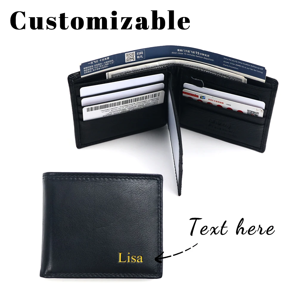 

Индивидуальное имя, мужской кошелек из 100% воловьей кожи с верхним зерном, футляр для карт, короткий кошелек, хранилище с несколькими прорезями, противоугонная карта