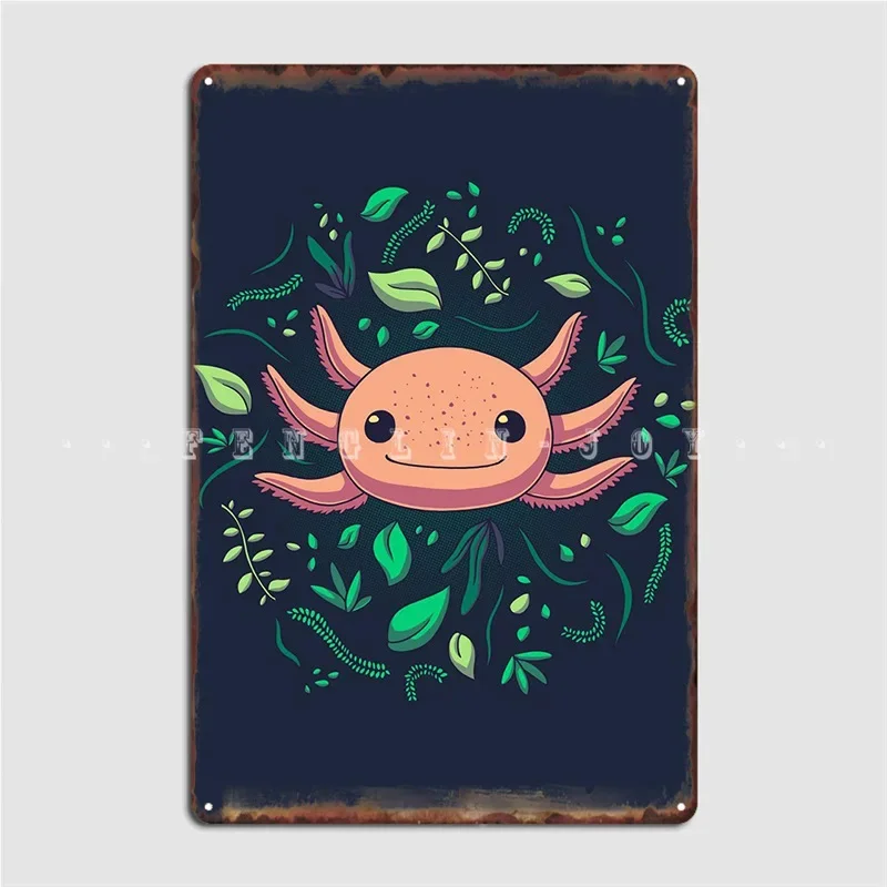 Axolotl Animal Cute Pet Metal Sign Wall Plaque Cinema Kitchen Home Personalized Tin Sign Poster
