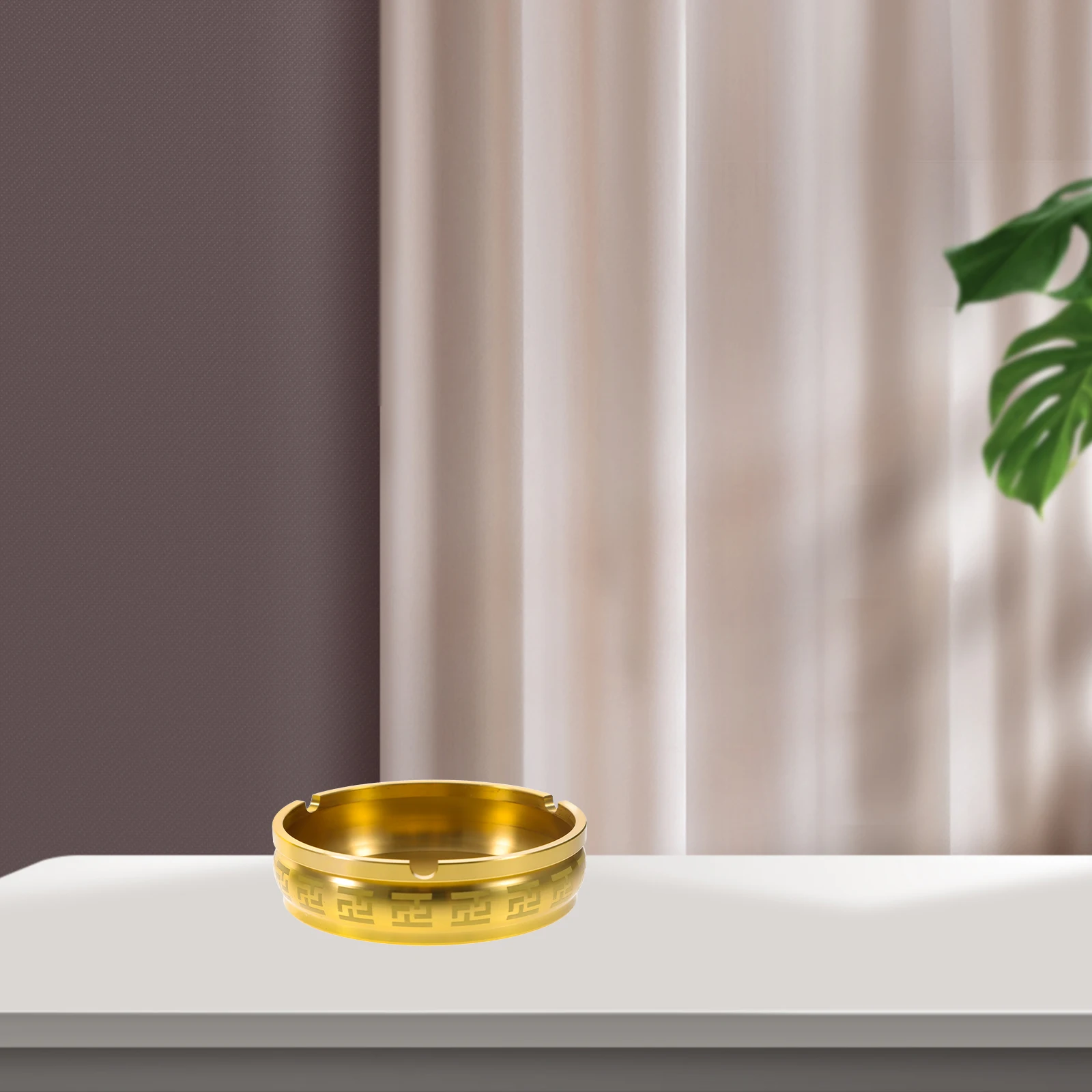 1 قطعة منفضة سجائر النحاس حامل معدني مستدير صغير الحجم قوي مكتب مكتب ديكور المنزل خمر PatternSmoke صينية #3