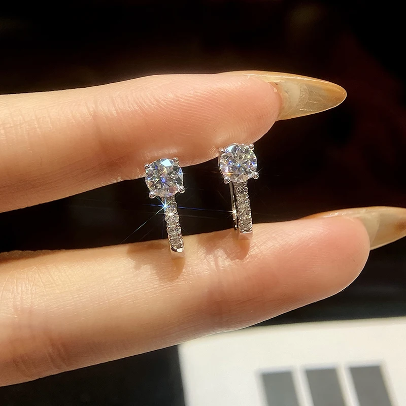 

KNB Luxury 0.5ct Certified Moissanite Wedding Earrings for Women Gift Lab Diamond Real 925 Sterling Silver Original Fine Jewelry