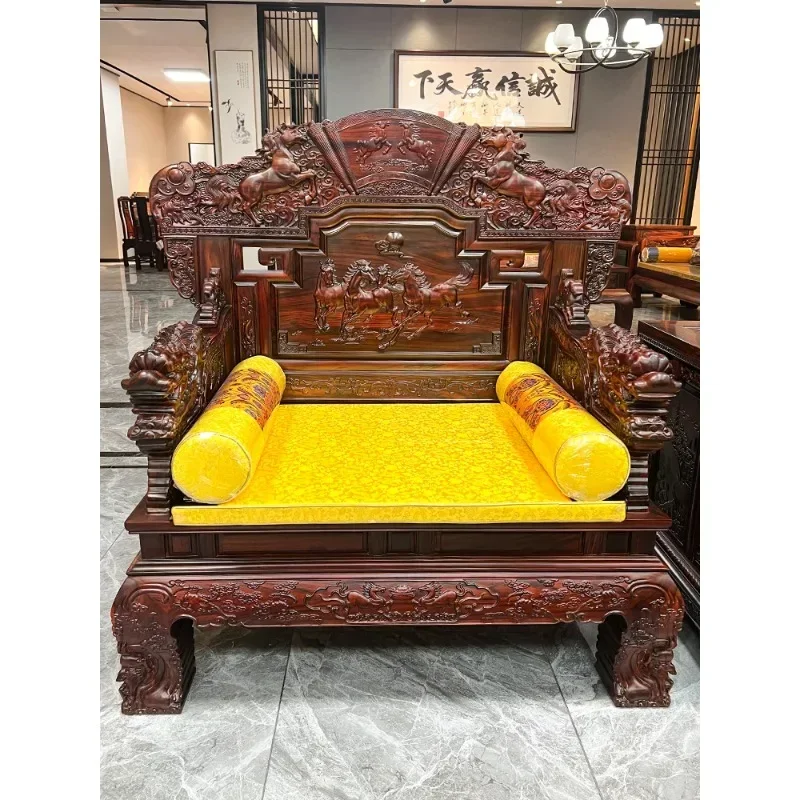 Mahogany furniture living room full set of Chinese luxury neoclassical national standard rosewood sofa combination solid wood