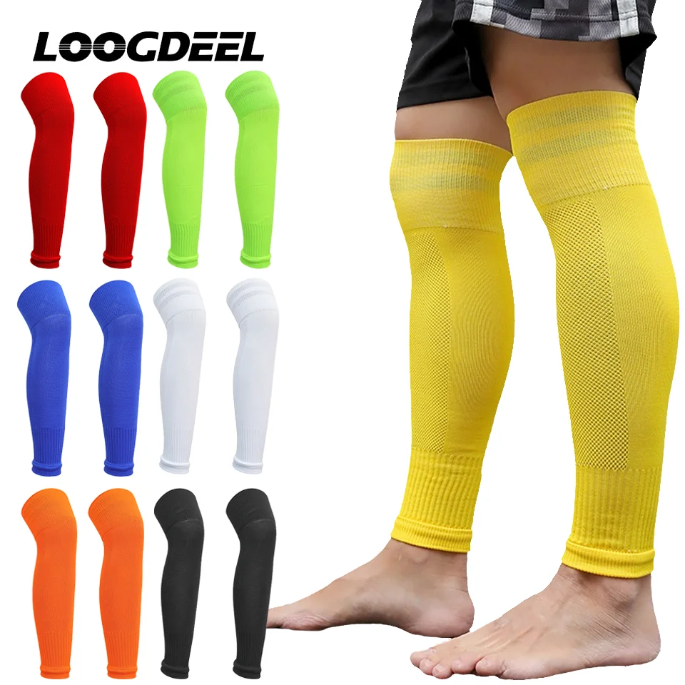 Loogdeel 1Pair Football Sock Calf Sleeves Adult Knee Protection Sports Socks High Tube Breathable Soccer Leg Warmers Shin Guard