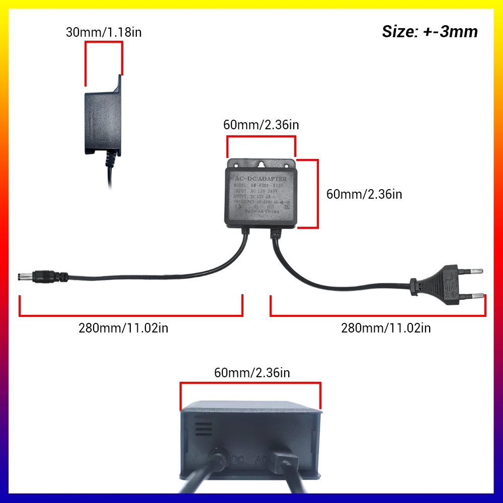2pcs DC12V 2A EU Plug Power Adapter Waterproof For CCTV Security Surveillance AHD Camera Charger NVR DVR Input AC100V-240V