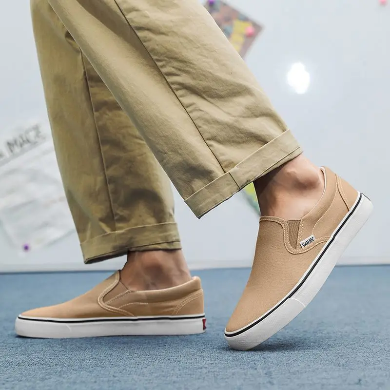New 2026 Spring Fall One-Step Canvas Shoes Breathable Flat Bottom Korean Couple Student Leisure Footwear