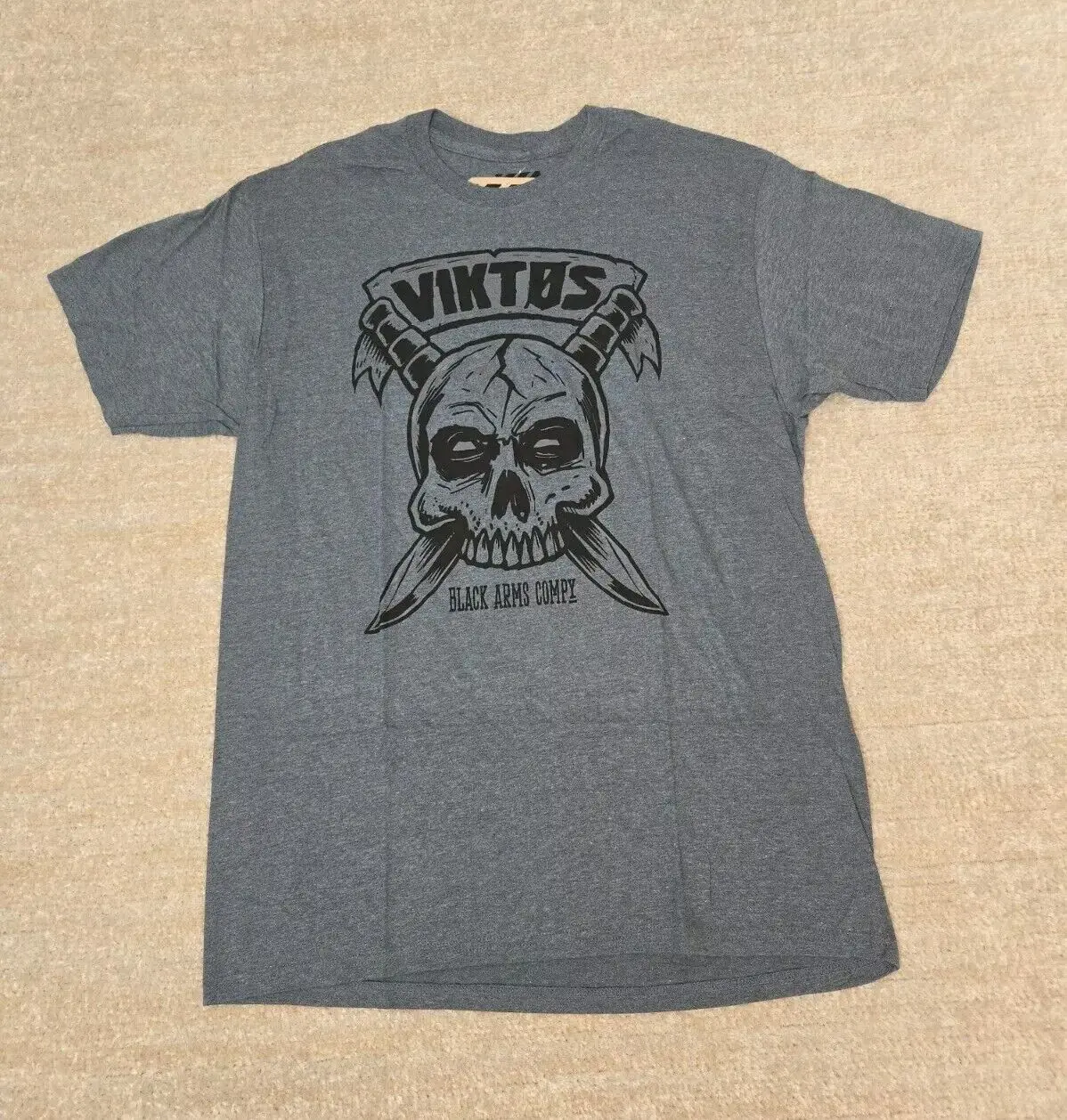 Viktos Skull Knife Kbarred  T Shirt Gray Black Heather Mens Large