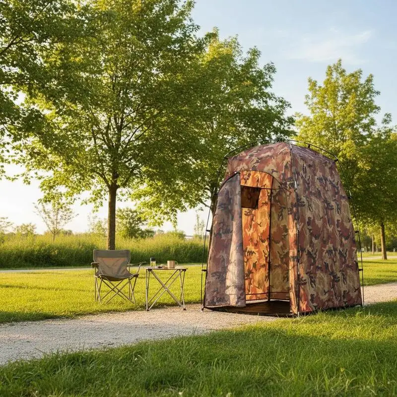 Tente Douche Toilette Change Camouflage - Cabine de Camping Pop-up Portable avec Toit Amovible, Protection Anti-Vent pour Douche, Toilette, Vestiaire, Plage, Jardin, Extérieur