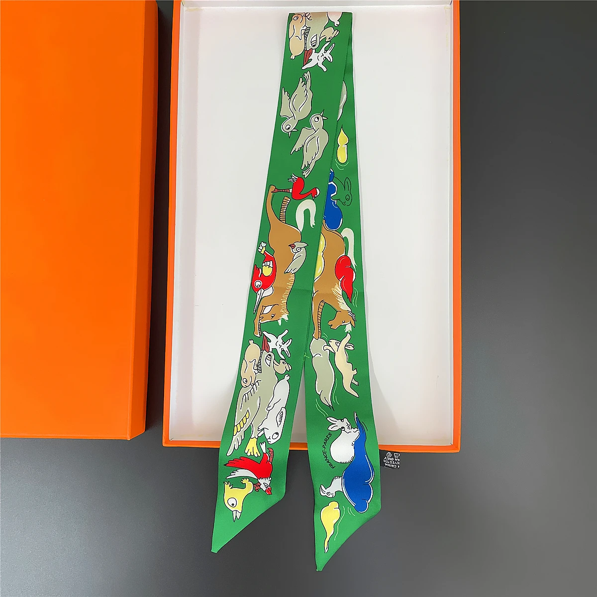 Brand Design Cartoon Animals Twill Silk Scarf Foulard Skinny Bag Scarves Luxury Scarf Women Neckerchief Fashion Hair Headband