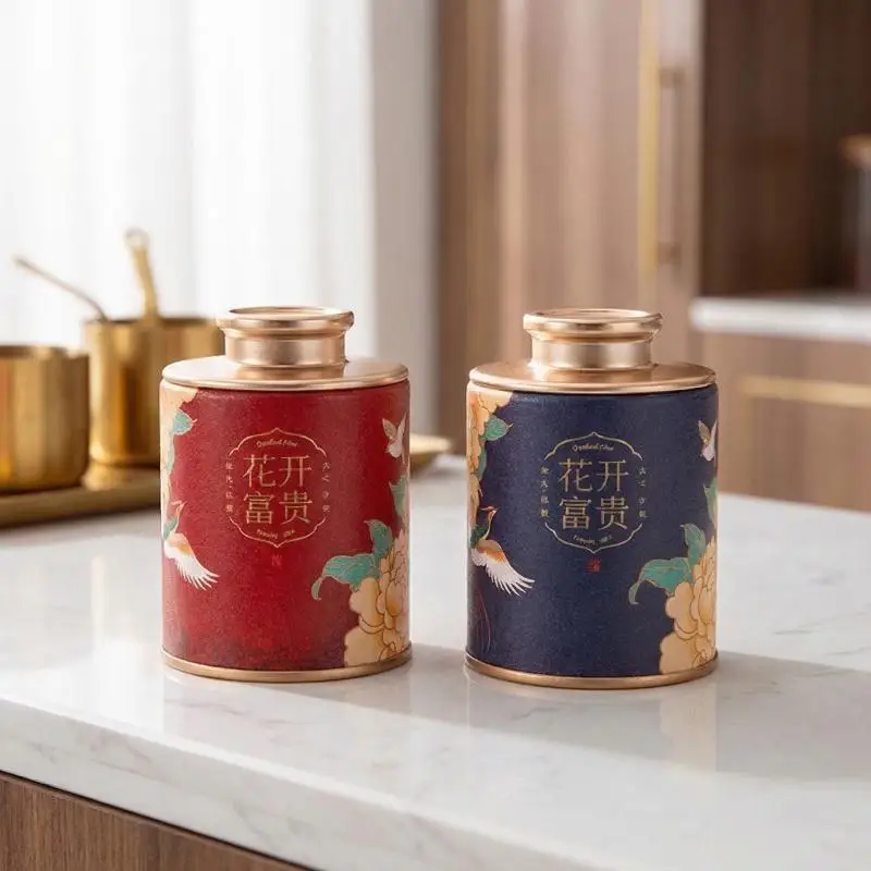 Portable Home Exquisite Small Tea Paper Packaging Cans Mini Empty Tea Tin Can Household Green Black Tea Sealed Jar