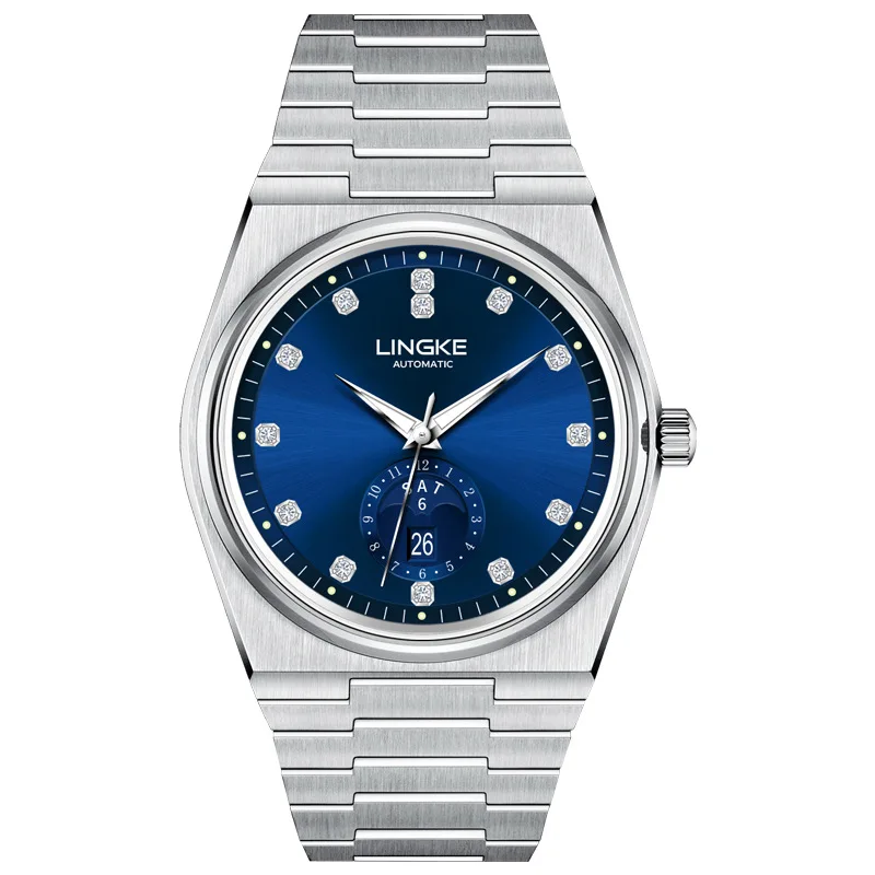 LINGKE orologio meccanico con zaffiro di lusso di marca per uomo in acciaio inossidabile settimana della moda data movimento MIYOTA orologi automatici da uomo