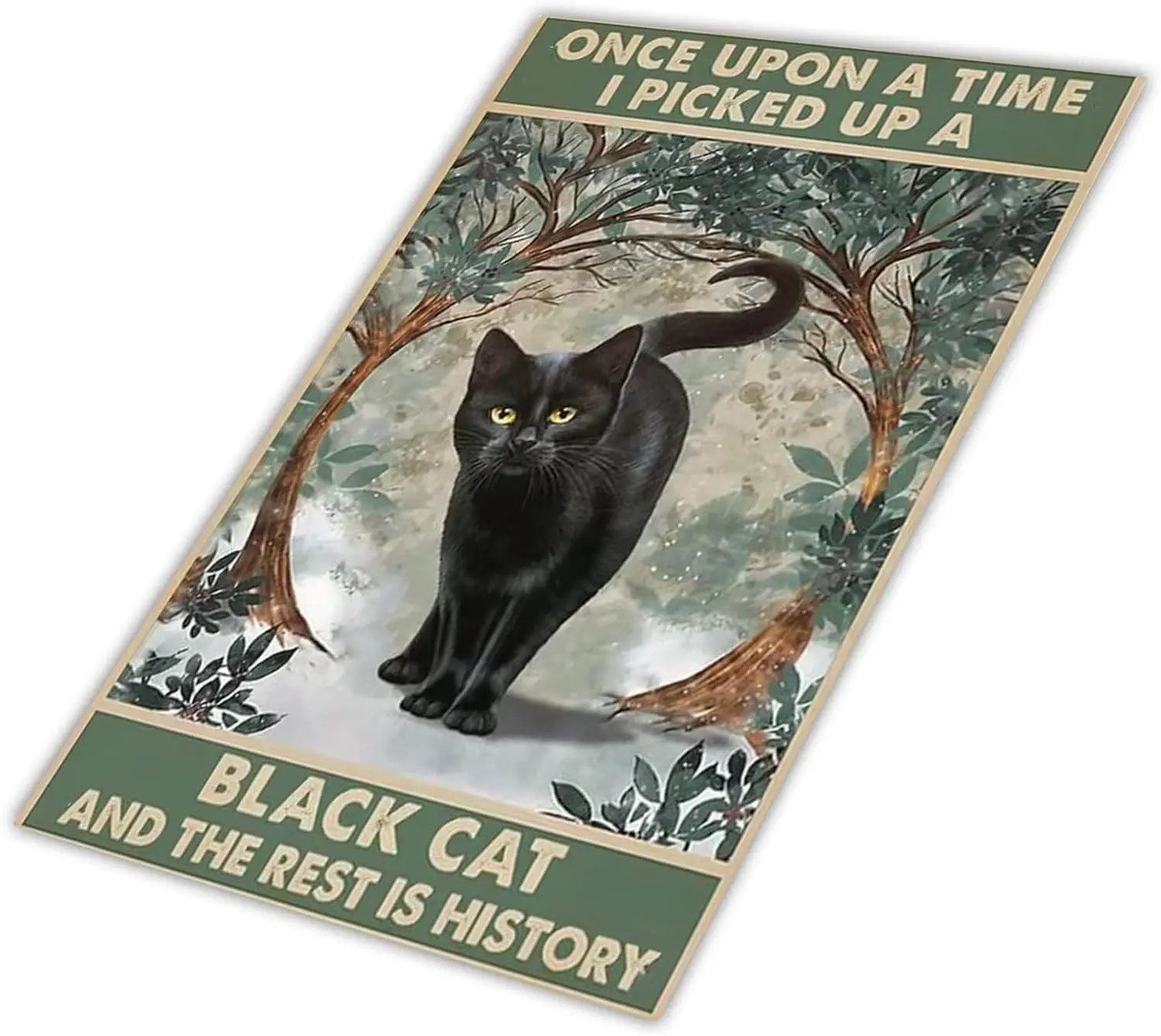 Parbamll Vintage Metal Tin Sign Once upon a time I found a black cat Vintage Metal Tin Sign for Home Coffee Wall Decor 8x12 Inch