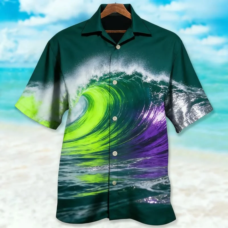

Men's Exquisite Sports Inspired Mixed Pattern Print Short Sleeve Shirt Casual Fashion For Summer Vacation And Street Outfits