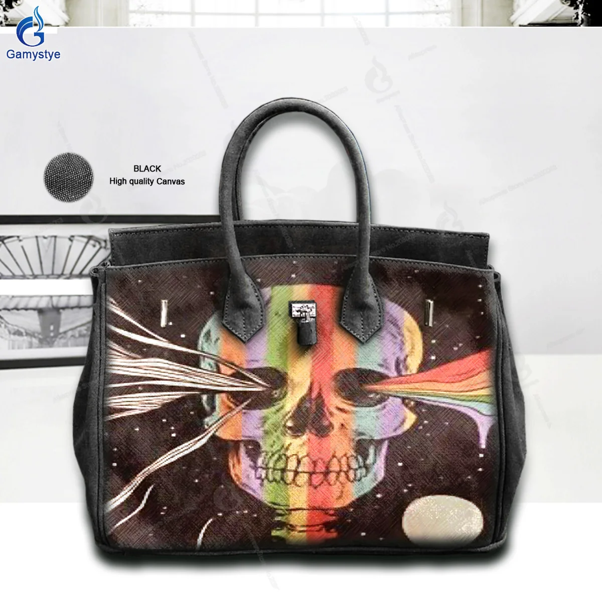 Hand Draw Customize Art Rainbow Skeleton Bags Female designer handbags high quality Messenger Shoulder Bag Genuine Togo Leather