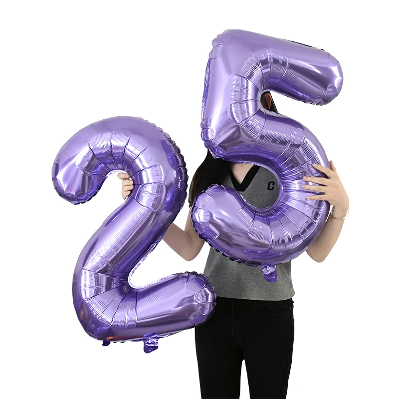 Purple Number Balloons 32 Inch Foil Balloon Adult Kids Birthday Anniversary Decoration Party Gold 0 1 2 3 4 5 6 7 8 9 Balloon