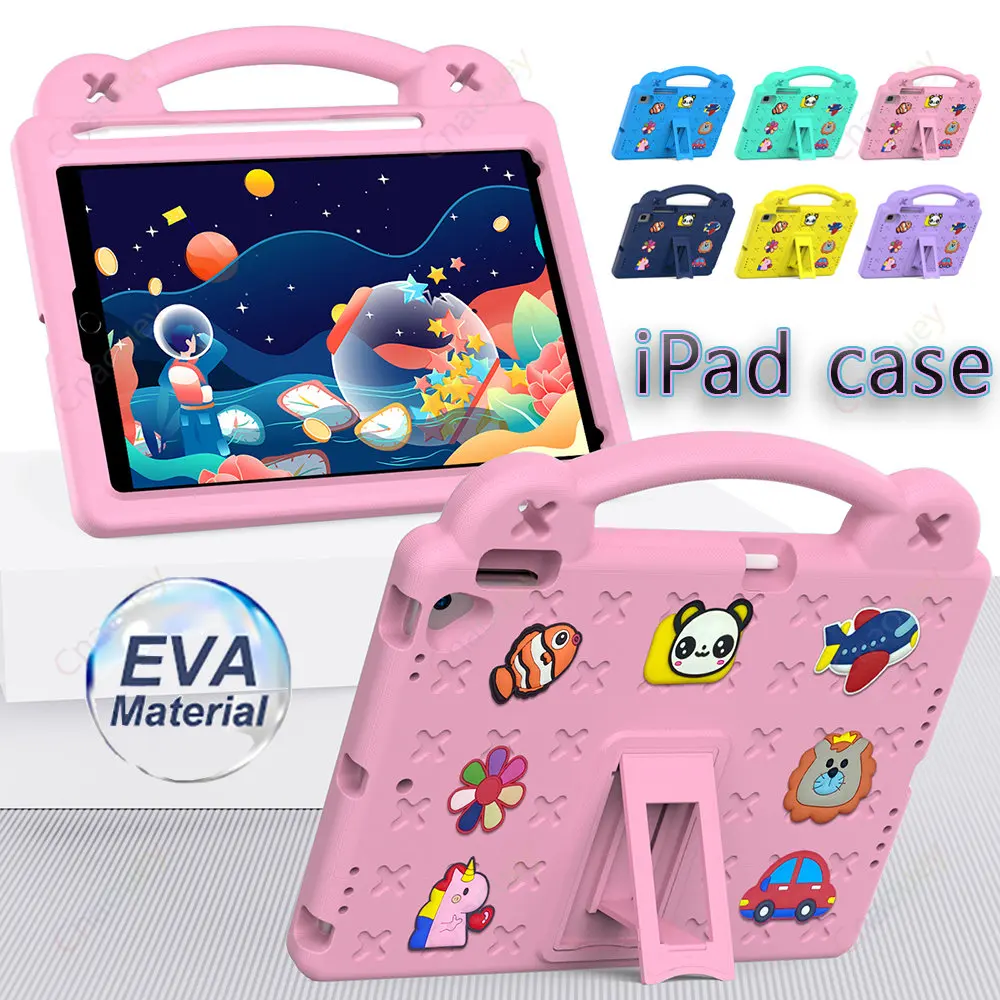 

Kids Case for IPad Pro11 10th Gen Air4 Air5 2022 EVA Hand-held Stand Tablet Case for IPad 9.7 IPad 10.2 with Pencil Holder Funda