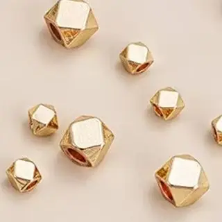 14K Gold-plated Corner-cut Polygonal Beads Loose Spacer Beads for DIY Handcrafted Jewelry Making