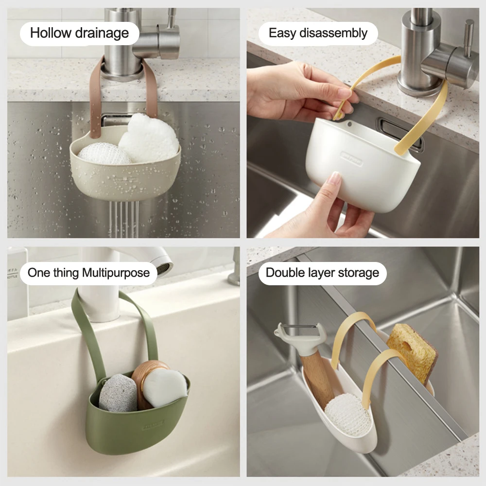 Kitchen Sink Holder Silicone Hanging Drain Basket Adjustable Drain Rack Soap Sponge Holder Faucet Holder Kitchen Accessories New