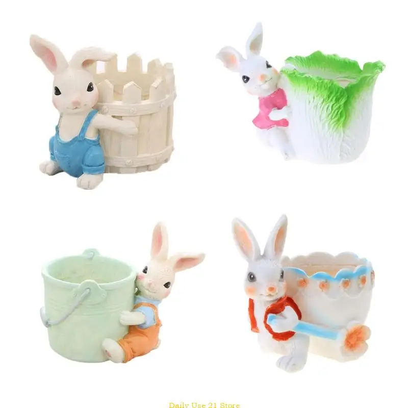 

Cartoon Rabbit Flower Pots Decors Rabbit Plant Pots Office Desk Decorations