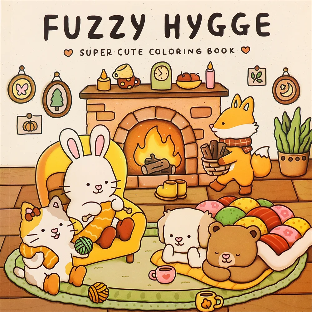 FUZZY HYGGE Coloring Book for Adults and Teen Featuring Adorable Creepy Creatures Educational Doodles Book Painting Gift