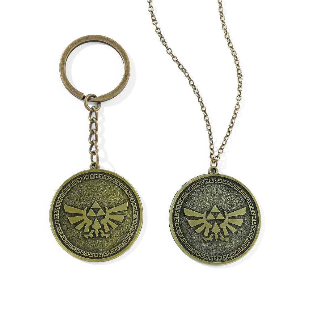 Llavero de la Espada Maestra de Zelda, Collar con Colgante del Escudo Hyliano de Link, de Tears of the Kingdom, para Coleccionistas y Fans