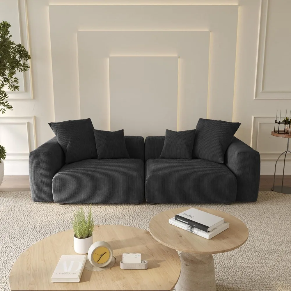 Modular Sectional Sofa Couch,Oversized LoveSofa, Corduroy Fabric Couches with 4 Pillows,Cushion Covers Removable, Comfy