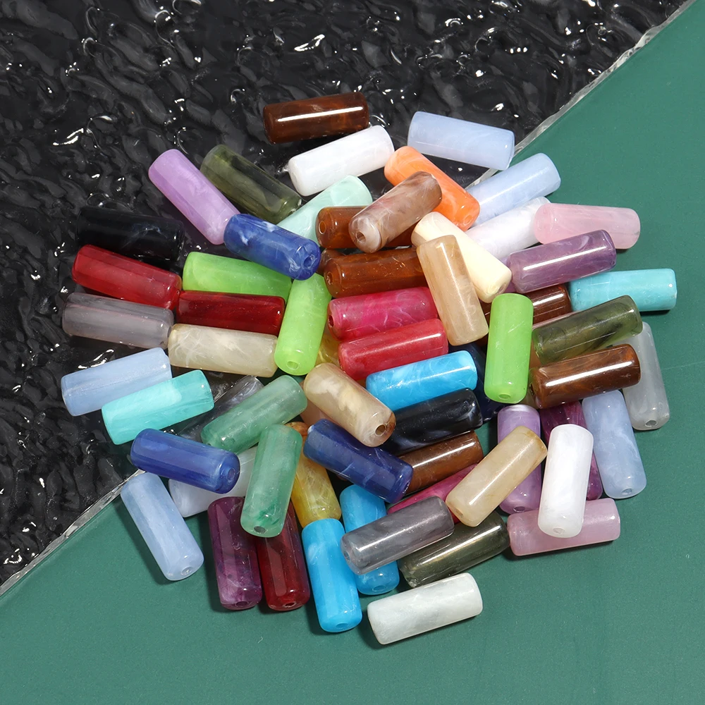 

50pcs/lot Dual Color Acrylic Tube Beads Cylindrical Loose Spacer Beads For DIY Bracelet Necklace Jewelry Macking Accessories