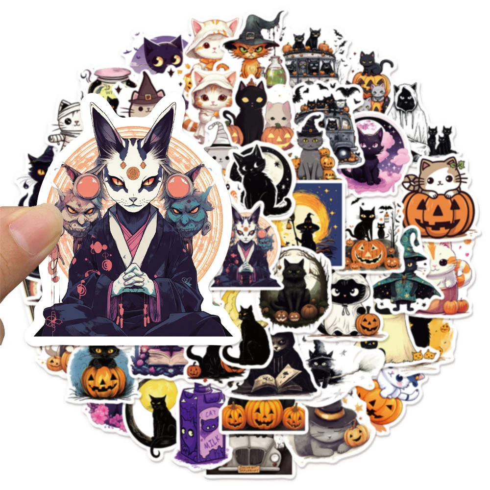 10/30/50PCS Simpatico Cartone Animato Gatto di Halloween Adesivi Gotico Graffiti Laptop Skateboard Cassa Del Telefono Impermeabile Fresco Decalcomania Giocattolo Per Bambini regalo
