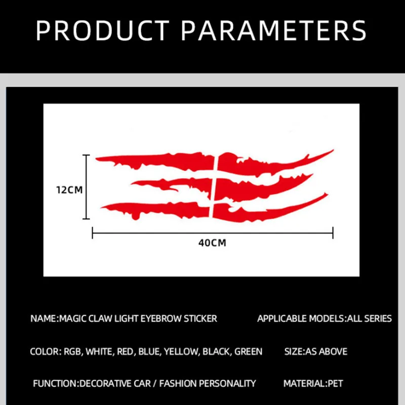 Stiker mobil gaya gores cakar iblis, stiker dekorasi lampu kabut lampu depan, stiker dekorasi tubuh kreatif tahan air