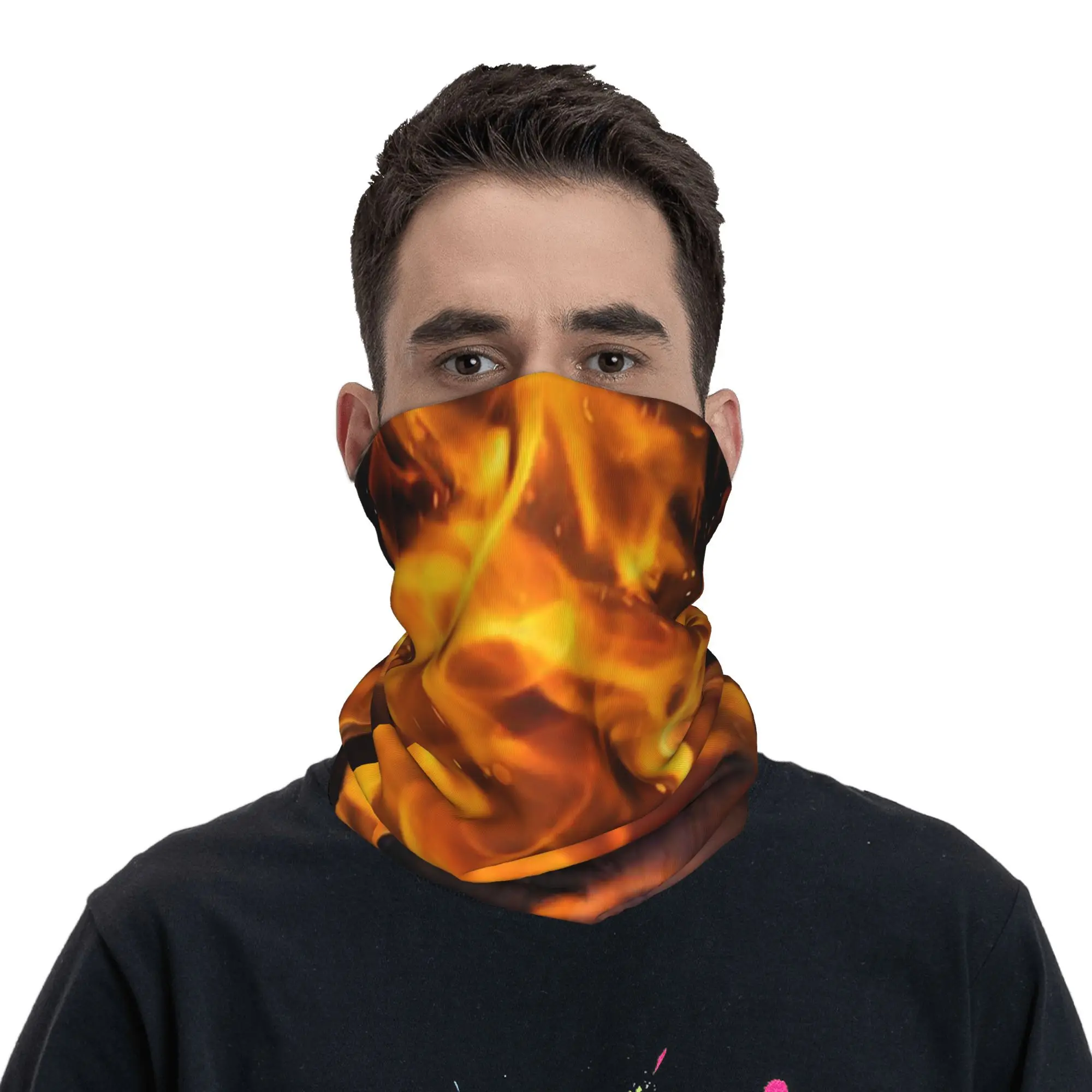 

Burning Fire With Sparks Bandana Neck Gaiter Printed Wrap Mask Scarf Multi-use Balaclava Outdoor Sports Unisex Adult All Season