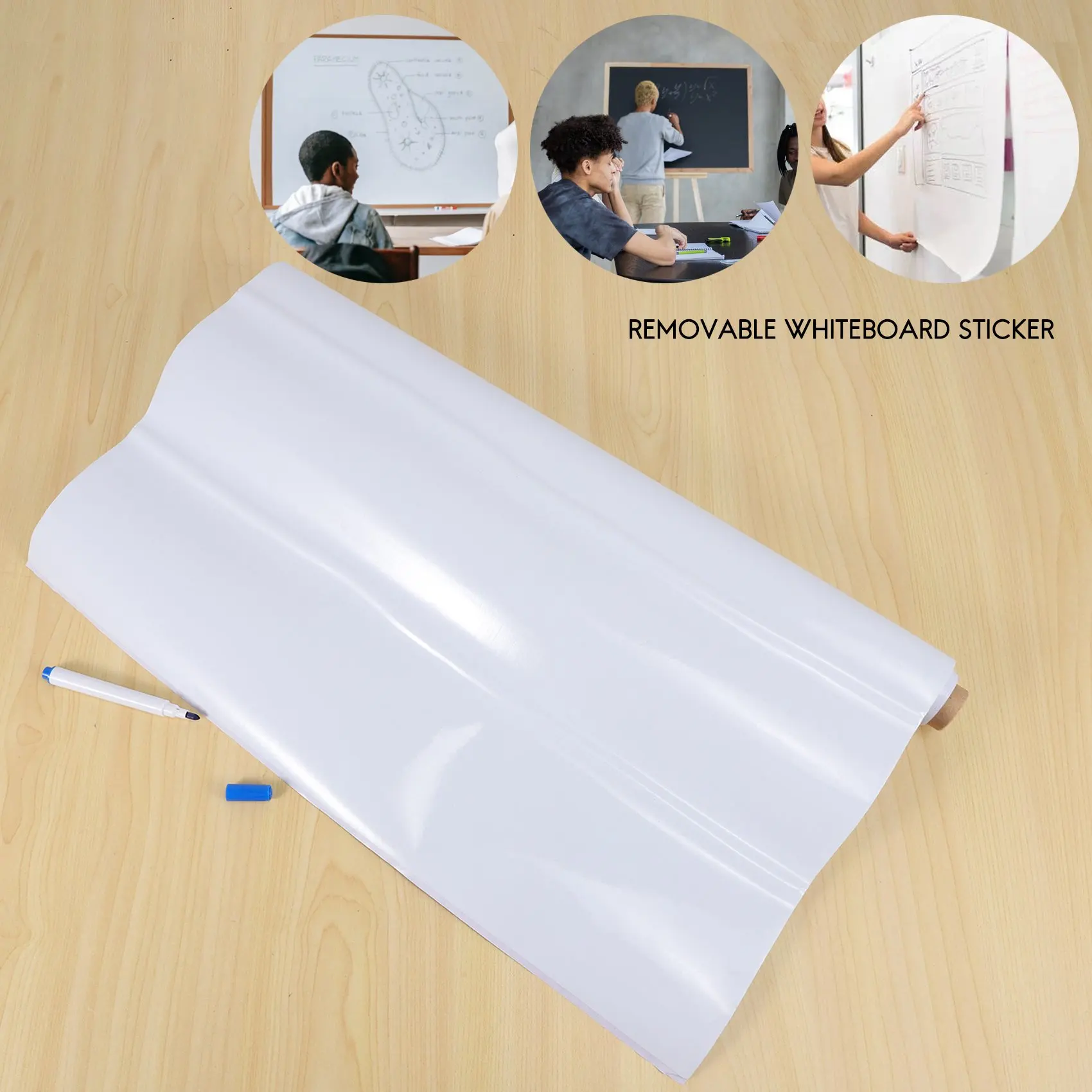 필앤스틱 화이트 보드 PVC 칠판 벽 스티커 프리 마커 펜, 어린이 방 B17 에 적합, 45cm x 200cm/조각