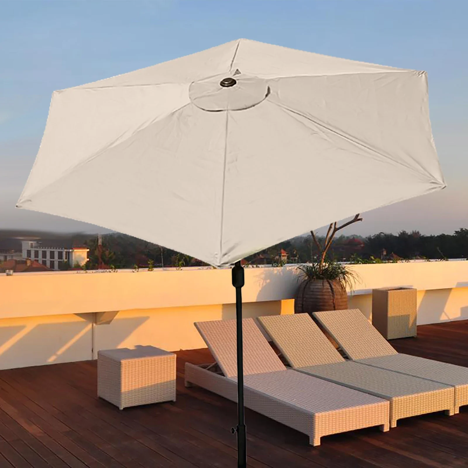 Sunshade Umbrella Canopy Fits For 2m 6-Rib Parasol, Polyester Replacement Parasol Canopy Patio Umbrella Cloth