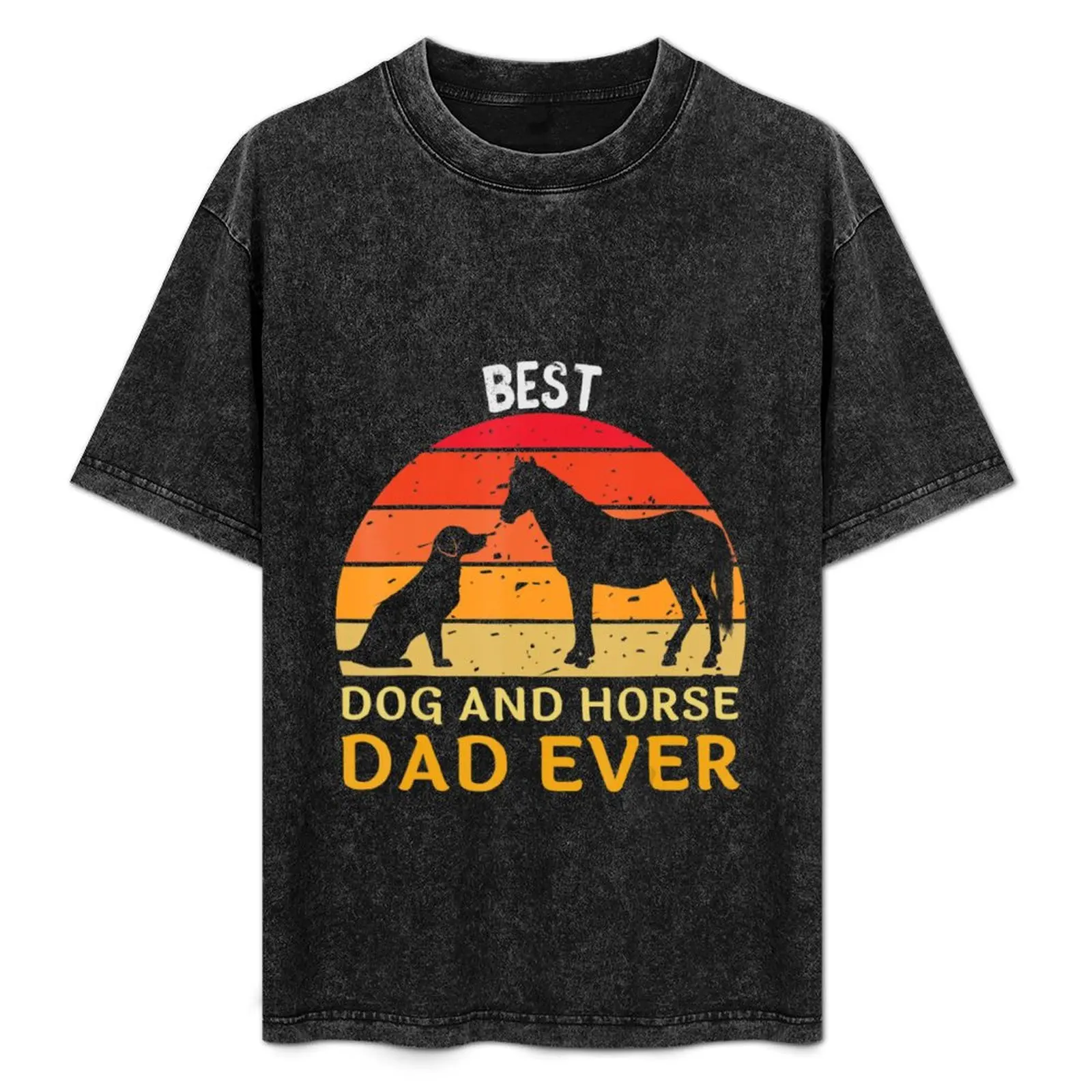

Mens Best Dog And Horse Dad Ever Papa Daddy Father's Day T-Shirt Simple Trendy Casual T-Shirt